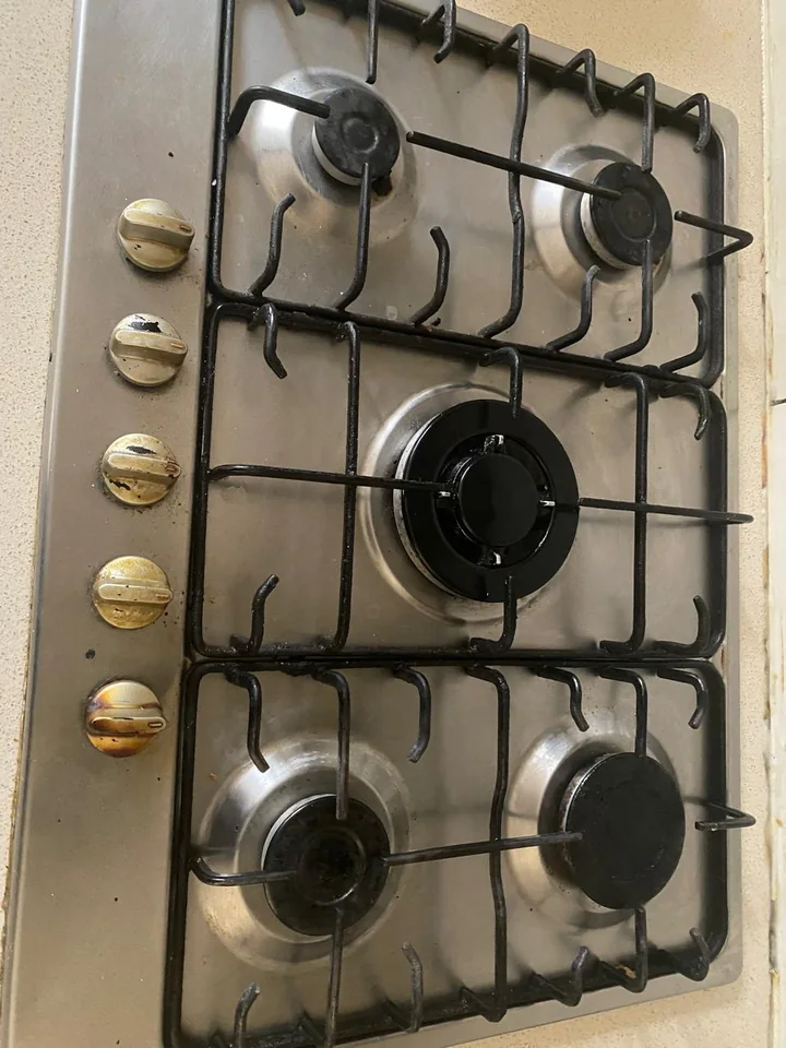 Five-burner stainless gas hob
