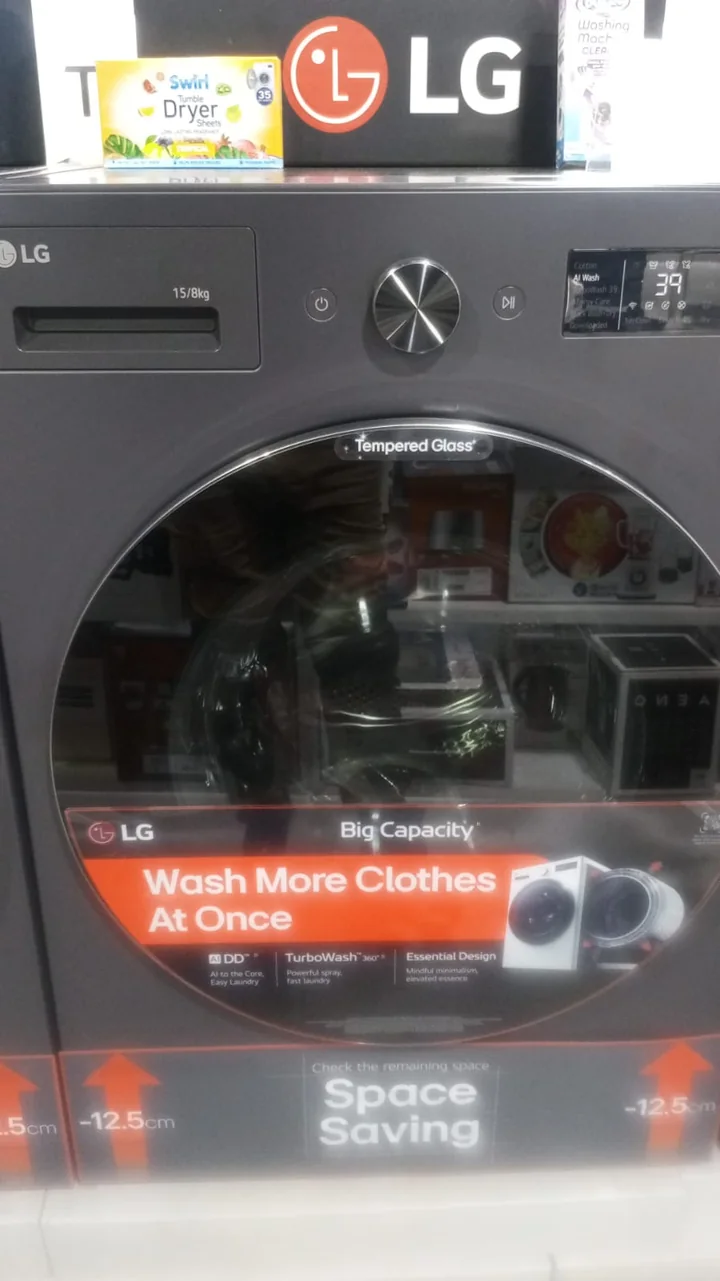 LG front-load washing machine in a customer home